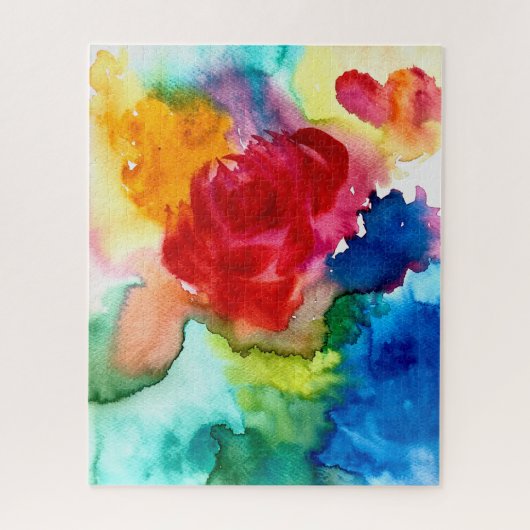 Puzzle en forme de fleur d'art au coquelicot rose (Vertical)