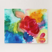 Puzzle en forme de fleur d'art au coquelicot rose (Horizontal)