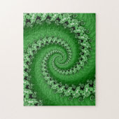 Puzzle en spirale vert de fractale double (Vertical)