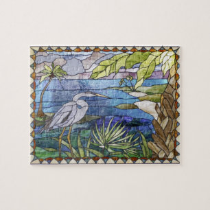 Puzzle en verre souillé de héron