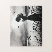 Puzzle Enchanted Daydream : Black & White Thinking Woman (Vertical)