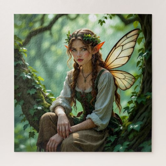 Puzzle Enchanted Elven Fairy Sitting in Tree (Vertical)