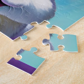 Puzzle Energie lapin blanc avec des yeux bleus Portrait a (Côté)