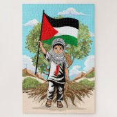 Puzzle Enfant avec Keffiyeh Palestine Drapeau et olivier (Vertical)