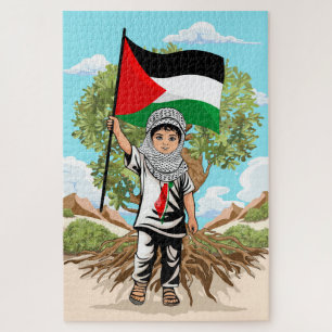 Puzzle Enfant avec Keffiyeh Palestine Drapeau et olivier