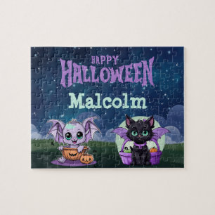 Puzzle Enfant Chat Noir Halloween