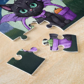 Puzzle Enfant Chat Noir Halloween (Côté)