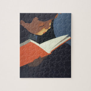 Puzzle Enfant d'époque lisant un livre de la bibliothèque