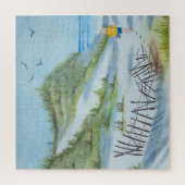 Puzzle enfant marchant sur la plage aquarelle peinture (Vertical)