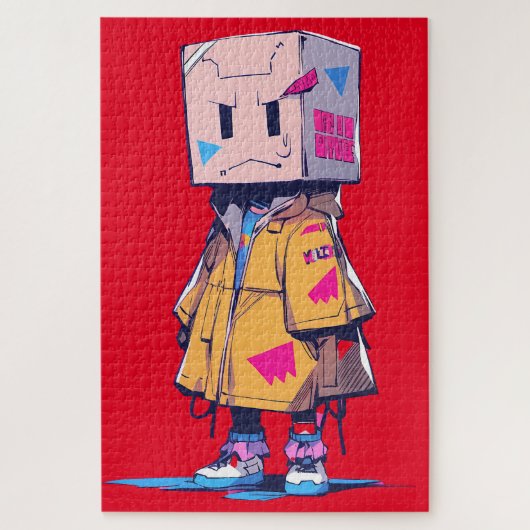 Puzzle Enfant mignon avec Casquette de sac en papier (Vertical)