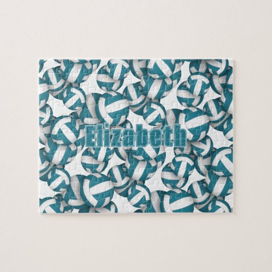Puzzle enfants ados turquoise blanc volleyball équipe cou (Horizontal)