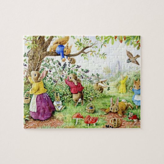 Puzzle Enfants Blueberry cueillir Bunny Famille (Horizontal)