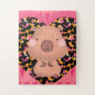 Puzzle Enfants Cabybara et cœurs