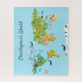 Puzzle Enfants Carte du monde Animaux Monogramme moderne  (Vertical)