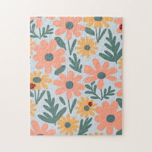 Puzzle Enfants Cute Ladybug Polka dot Daisy Flower Motif (Vertical)