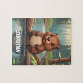Puzzle Enfants de castor mignon personnalisés (Horizontal)