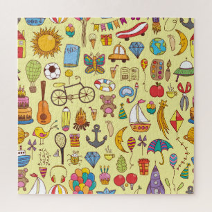 Puzzle Enfants gribouillis à la main : motif vintage.
