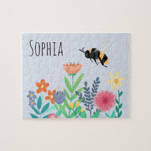 Puzzle Enfants mignonnes et lunettes et fleurs
