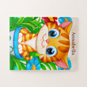 Puzzle enfants mignons filles amoureux de les chats ajout (Horizontal)