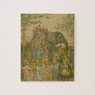 Puzzle Enfants montant sur l'éléphant (litho)