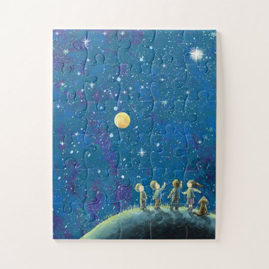 Puzzle Enfants Regardant Night Sky (Vertical)