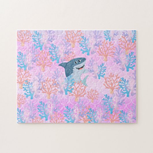 Puzzle enfants requin magique sous le dégradé de l'arc-en (Horizontal)