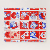 Puzzle Enfants Valentine Salutation Hugs Baisers Rouge Bl (Horizontal)