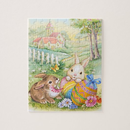 Puzzle Enfants Vintage Bunnies Pâques (Vertical)