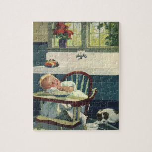 Puzzle Enfants Vintage, Chaise haute de cuisine bébé endo