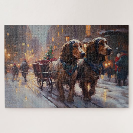 Puzzle English Cocker Spaniel Saison de Noël festive (Horizontal)