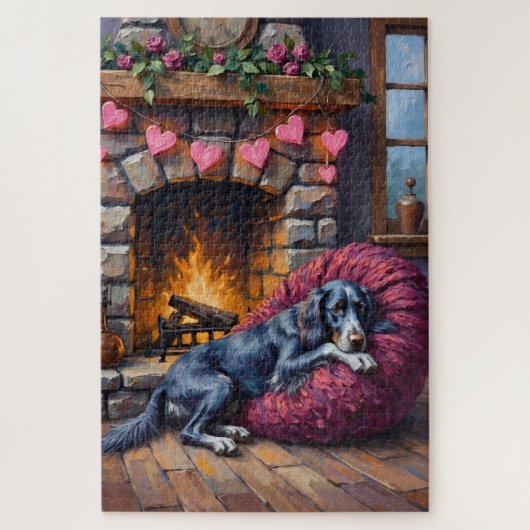 Puzzle English Setter Dog Cozy Hearth Fairy Lights (Vertical)