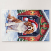 Puzzle English Springer Spaniel Fire Station Santa (Horizontal)