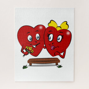 Puzzle Énigmes Couple Cœurs Rouges Joyeuse Saint-Valentin