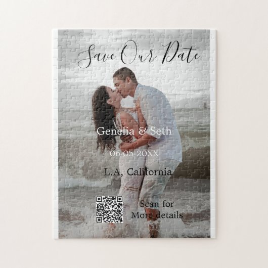 Puzzle Enregistrez la date code QR simple minimal détails (Vertical)