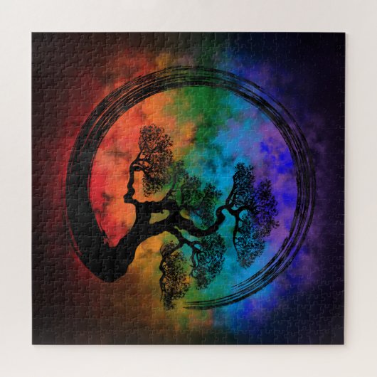 Puzzle Enso Zen Circle et Bonsai Tree Nebula (Horizontal)