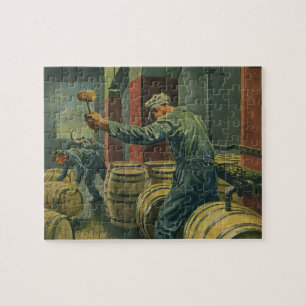 Puzzle Entreprise Vintage, bouchage de tonneaux de vinifi