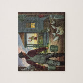 Puzzle Entreprise vintage, ferme avec fermier et poulet (Vertical)