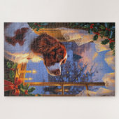 Puzzle Épaniel breton avec lumières de Noël vacances  (Horizontal)