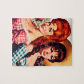 Puzzle Éphémérides de fille de fermier vintage (Horizontal)