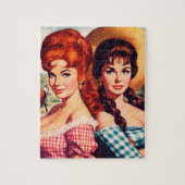 Puzzle Éphémérides de fille de fermier vintage (Vertical)