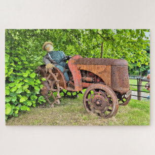 Puzzle Épouvantail sur un vieux tracteur rouillé, Irlande