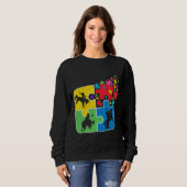 Puzzle Equestrian Support Autism Awareness Mannen  Trui (Voorkant volledig)