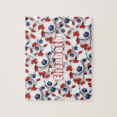 Puzzle équipe bleu rouge couleurs filles garçons soccer (Vertical)