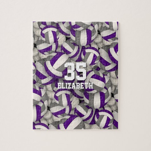 Puzzle équipe de filles violettes grises couleurs volley- (Vertical)