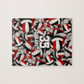 Puzzle équipe de rouge noir couleurs filles volley-ball (Horizontal)
