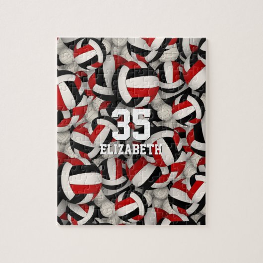 Puzzle équipe de rouge noir couleurs filles volley-ball (Vertical)