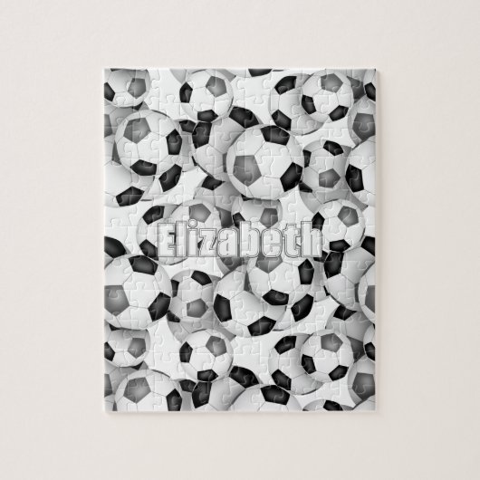 Puzzle équipe noire grise couleurs filles garçons soccer (Vertical)