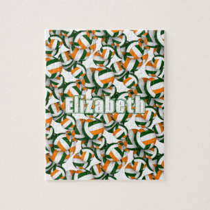 Puzzle équipe orange verte couleurs filles garçons volley