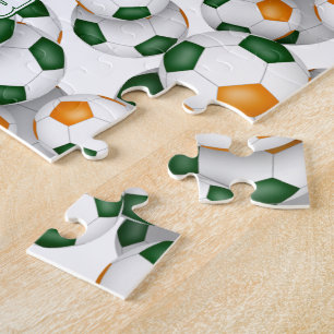 Puzzle équipe orange verte couleurs garçons filles soccer