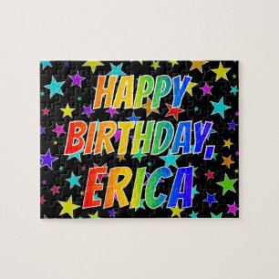 Puzzle "ERICA" Prénom, amusant "HEUREUX ANNIVERSAIRE"